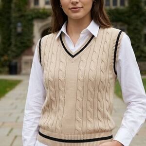 Womens Sweater Vest Knitted Pattern Preppy Style